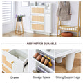 Modern Minimalist Storage Cabinet, Japanese Rattan Shoe Cabinet, Bed Top Cabinet, Small Home Furniture. Suitable For Corridors And Living Rooms. Gz Di 03 White Mdf