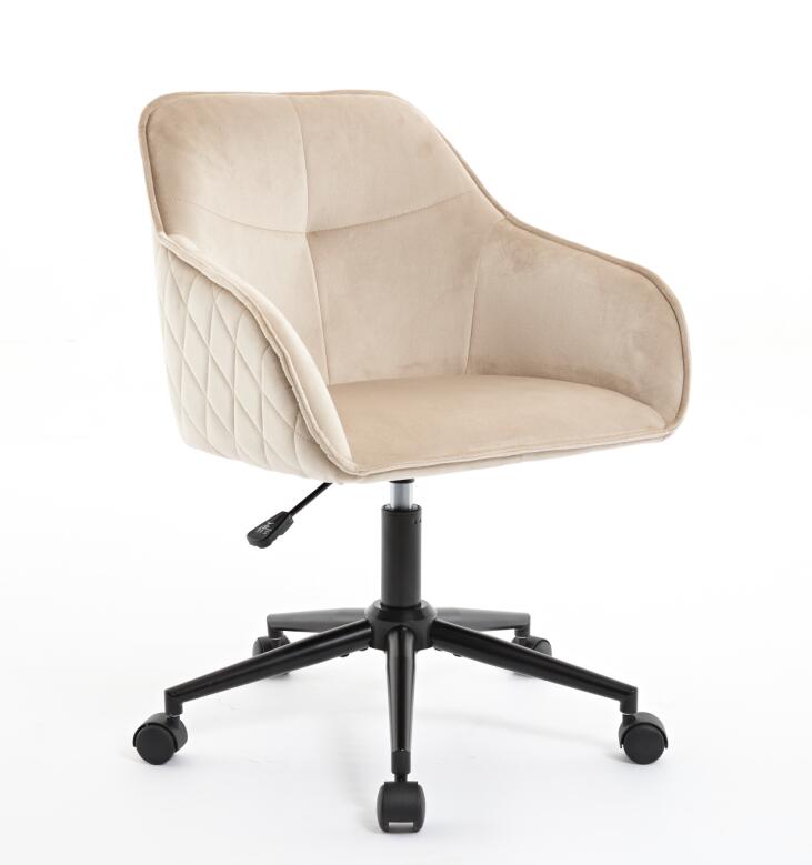 Velvet Office Desk Chair, Modern Home Desk Chair With Wheelsvanity Chairs For Living Room, Bedroom,Study Room Light Camel Foam Polyester Blend