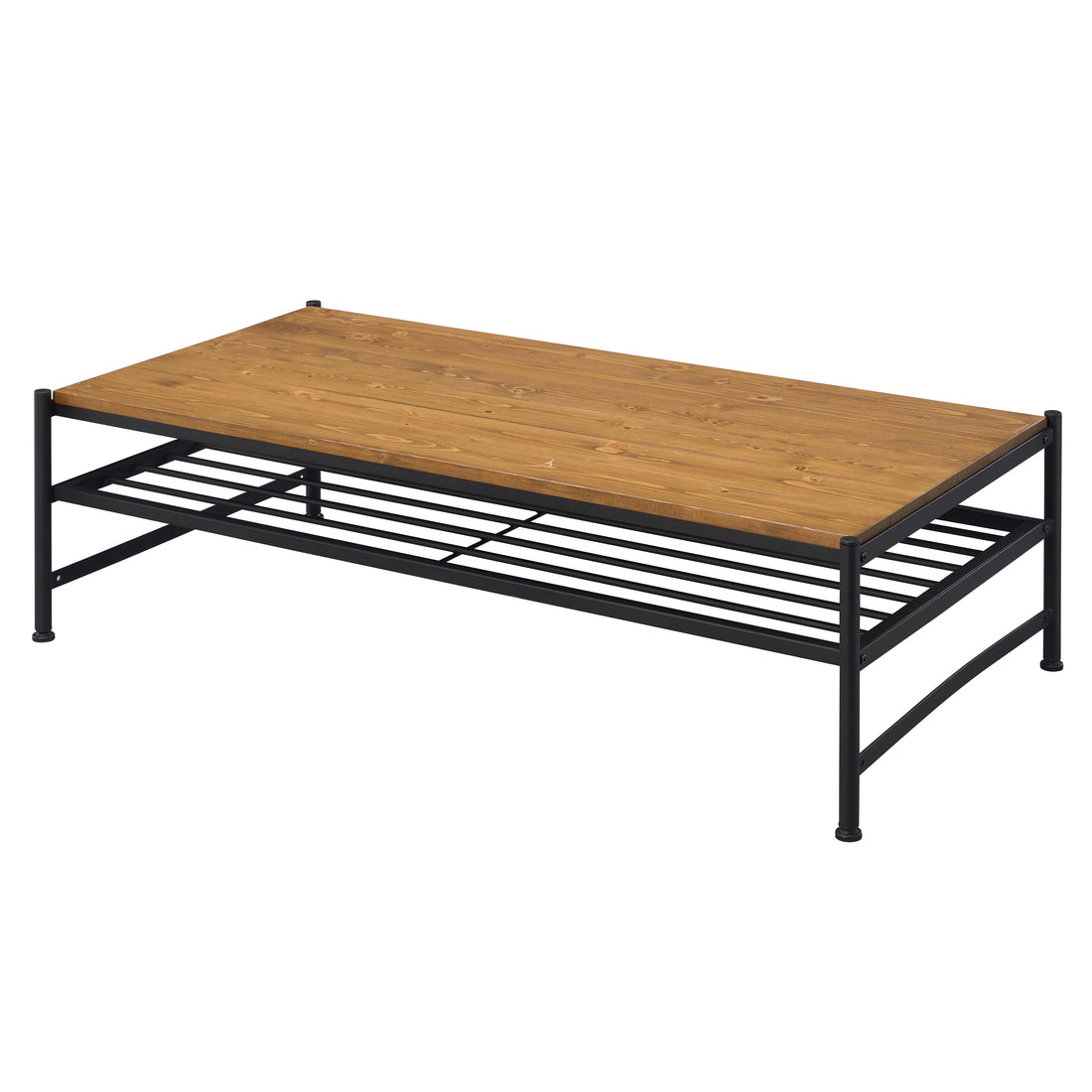 Oak And Black Coffee Table With Shelf Oak Primary Living Space Shelves Rectangular Solid Wood