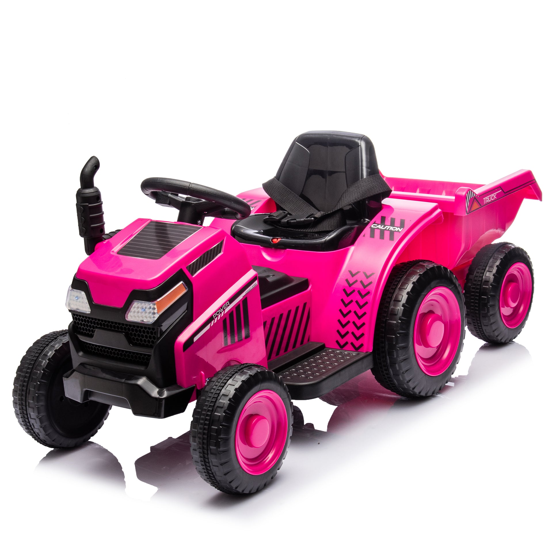 12V Kids Ride On Electric Tractor Black Knight,Kids Ride On Toy.2Wd,Non Skid Tires, Steering Wheel, Foot Pedal,With Removable Storage Tug,Light,Bluetooth,Music,Mp3,Usb,Power Display For Kids Aged 3 . Rose Red 50 99 Lbs Polypropylene