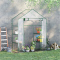 Outsunny 5' X 2.5' X 6.5' Mini Walk In Greenhouse Kit, Portable Green House With 3 Tier Shleves, Roll Up Door, And Weatherized Plastic Cover For Backyard Garden, Clear Clear Plastic