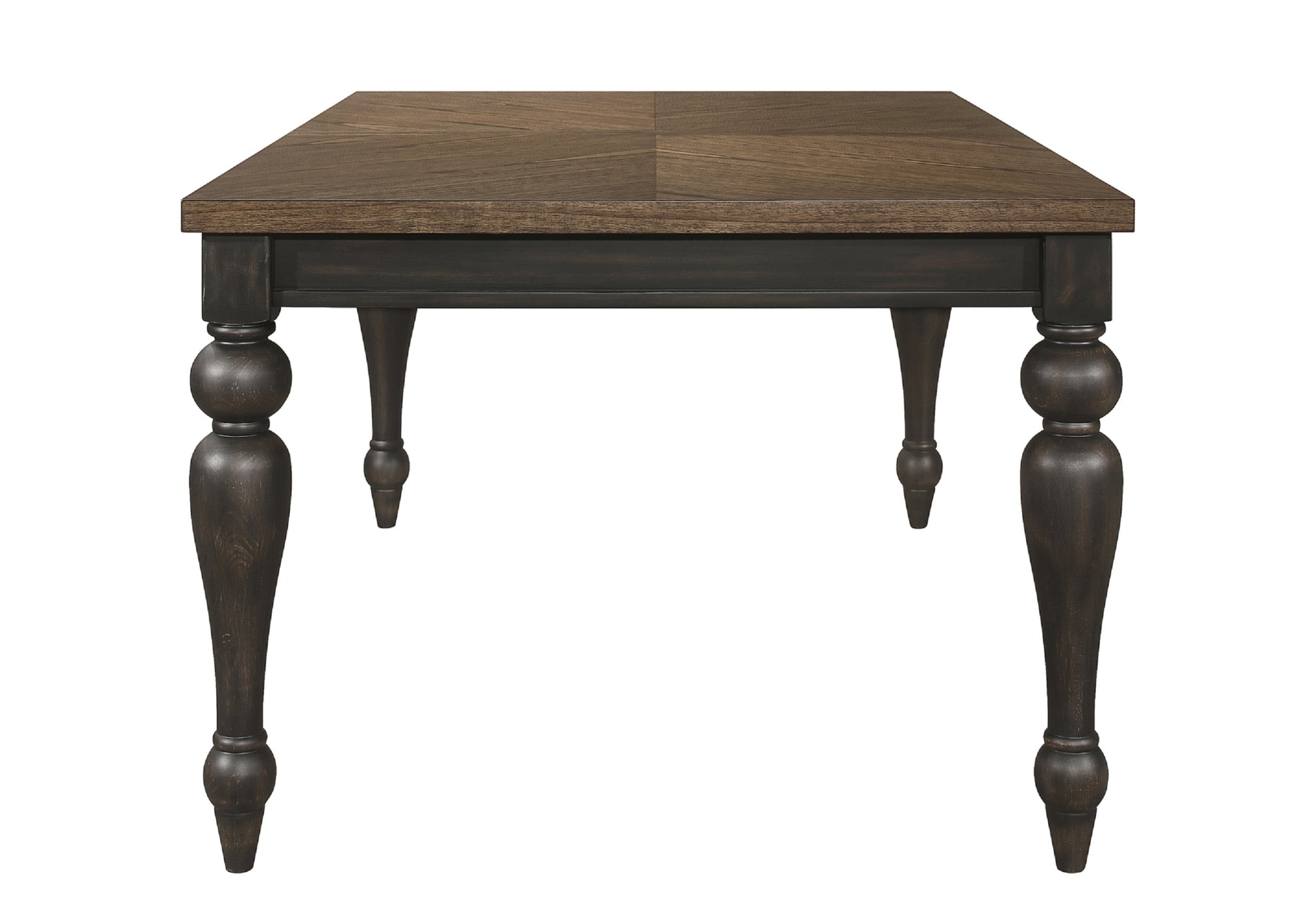 Traditional 1Pc Dining Table Two Tone Finish Gray Brown Finish 18" Extension Leaf Beautiful Carved Legs Vintage Dining Room Furniture Brown Gray Dining Room Traditional Wood