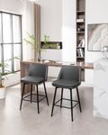 Counter Height Swivel Bar Stools Set Of 2, 360 Swivel Upholstered Barstools With Back And Metal Legs, 25.6