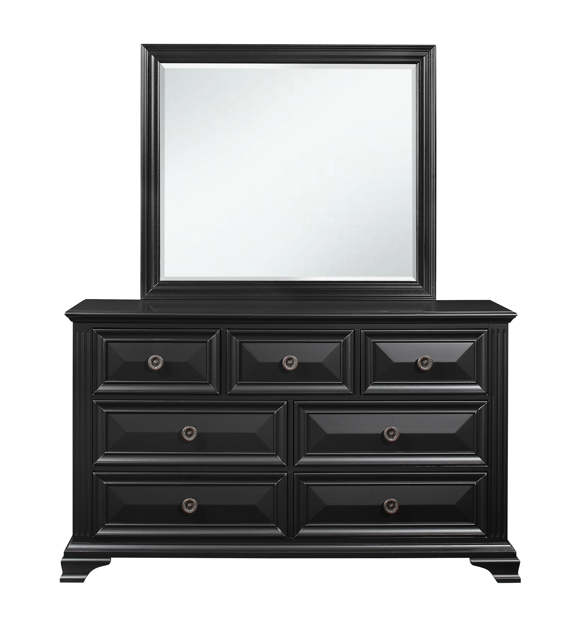 Rex Black Mirror Black Solid Wood Mdf