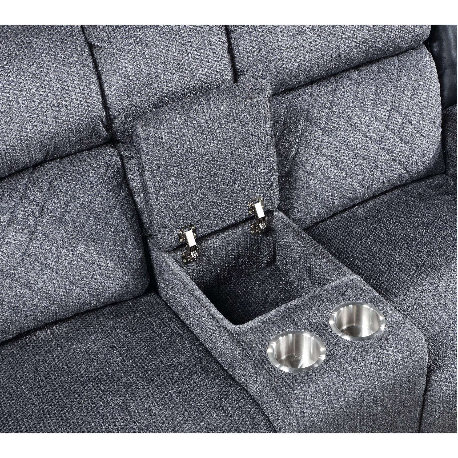 Alicia Grey Black Console Reclining Seat Gray Fabric