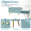 Modern Shoe Storage Bench With Hidden Storage And Upholstered Cushions For Bedside, Living Room And Entryway Light Blue Light Blue Mdf Metal