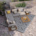 Outsunny Reversible Outdoor Rug, 8' X 10' Waterproof Plastic Straw Floor Mat, Portable Rv Camping Carpet With Carry Bag, Large Floor Mat For Backyard, Deck, Picnic, Beach, Black & White Chain Multicolor Polypropylene