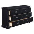 Classic Traditional 1Pc Dresser Of 6 Drawers Black Finish Bedroom Wooden Storage Furniture Black Wood