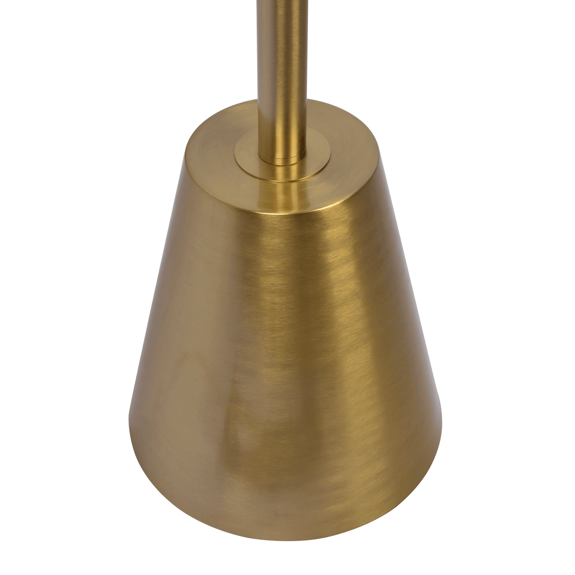 Lumina Brassed Gold Floor Lamp With Rotary Switch Triple Spots Metal Cone Base Gold Brass