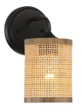 Reef Single Lights Wall Sconce With Natural Rattan Shade Rustic Wicker Wall Light Black,Rattan Metal,Rattan