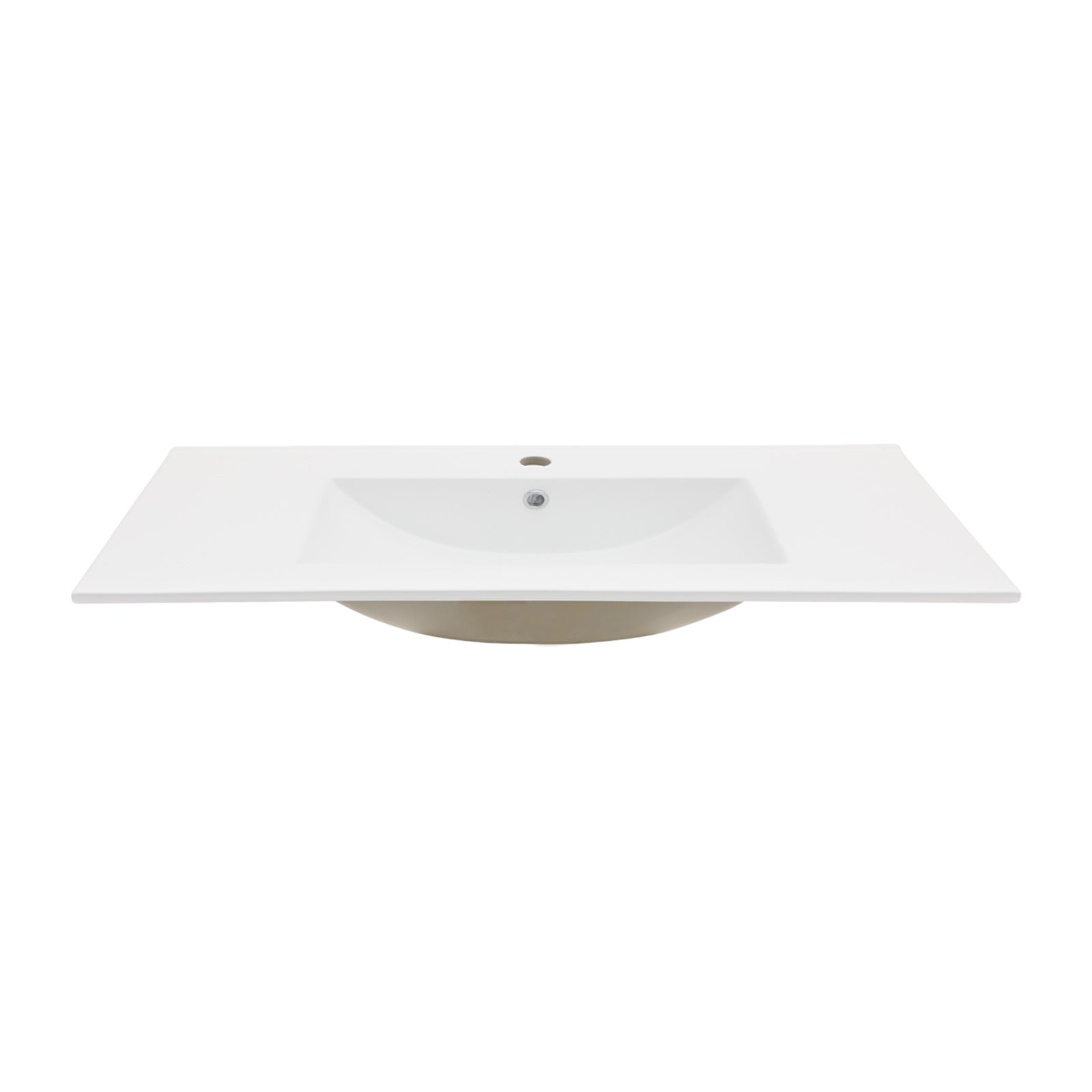 36"X18" White Rectangular Single Vanity Top With 3 Faucet Hole And Overflow Sink Only White Ceramic