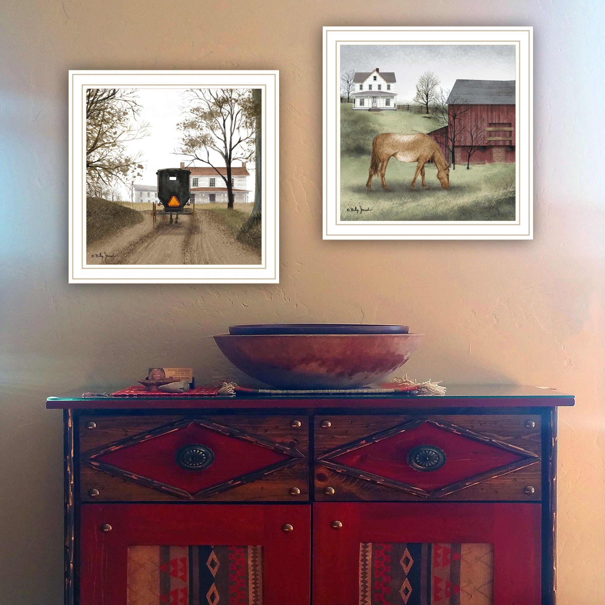 2 Piece Vignette The Old Mare, Heading' Home White Framed Wall Art For Living Room, Bedroom Wall Art Print For Home Decor By Billy Jacobs Multicolor Wood Paper