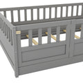 Twin Size Floor Bed, Integral Construction With Super High Security Barrier, Door, Children'S Floor Bed Frame, Montessori Wooden Children'S Floor Bed, Support Slat Grey Box Spring Required Twin Grey Wood Brown Bedroom American Design,Artsy Pine Bed Frame