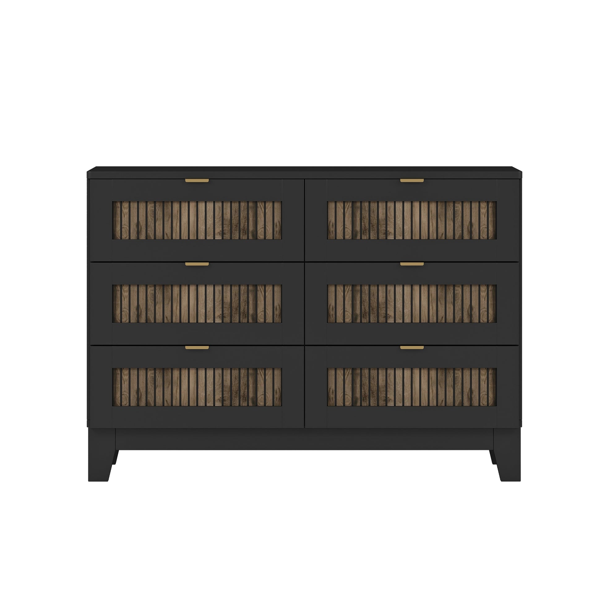 4 Pieces Bedroom Sets, Full Size Farmhouse Platform Bed With Wooden Strip Decoration, Storage Nightstand And Dresser With Metal Handle, Black Full Black 4 Piece Set Particle Board