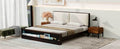 King Size Platform Bed Frame With Upholstery Headboard And Bookshelf In Footboard And Led Light Strips, Espresso King Espresso Solid Wood Mdf