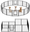 Dog Playpen 24 Inch 16 Panles, Ideal Dog Fence For Puppy Small Dogs Indoor & Outdoor Bliss, Perfect Dog Pen For Camping, Yard, Rv, Garden Fence, Black Black Metal