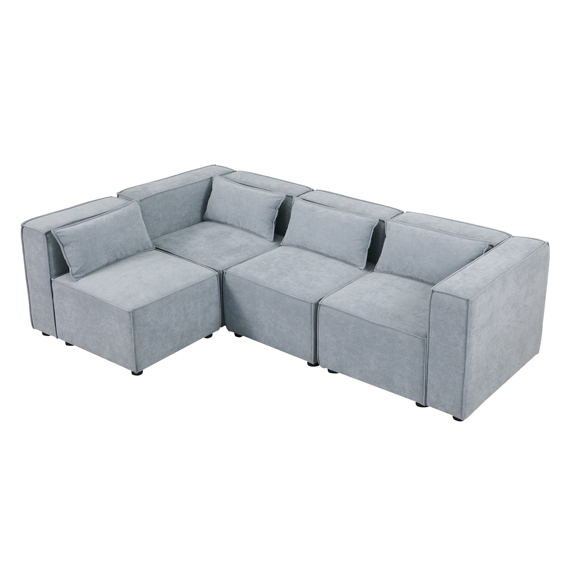 Modular Sofa Grayish Blue Chenille Fabric, Simple And Grand, The Seat And Back Is Very Soft. This Is Also A Knock Down Sofa Grayish Blue Chenille 4 Seat