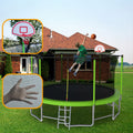 15Ft For Kids Children With Safety Enclosure Net Outdoor Backyards Large Recreational Trampoline Green Metal