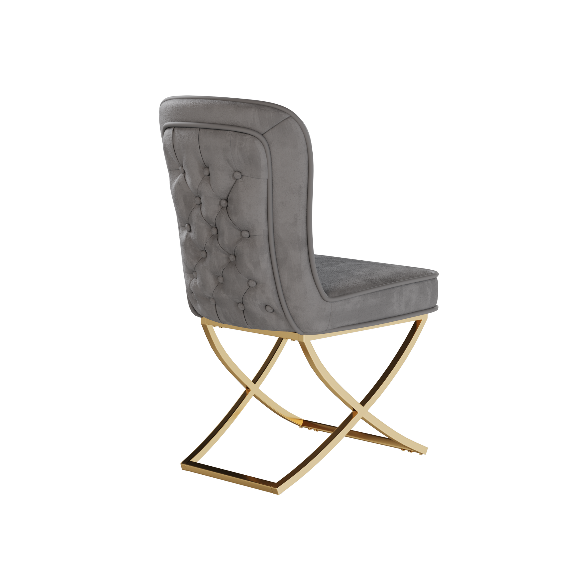 Dining Chair Set Of 2, Grey Velvet Backrest And Golden Metal Legs.For Modern Kitchen Dining Room Chair For Kitchen Living Modern Decorative Leisure Chairs Office Chairs Grey Dining Room Modern Foam Velvet