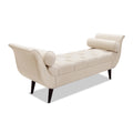 Alma Tufted Flared Arm Entryway Bench, Sky Neutral Beige Polyester Beige Foam Polyester