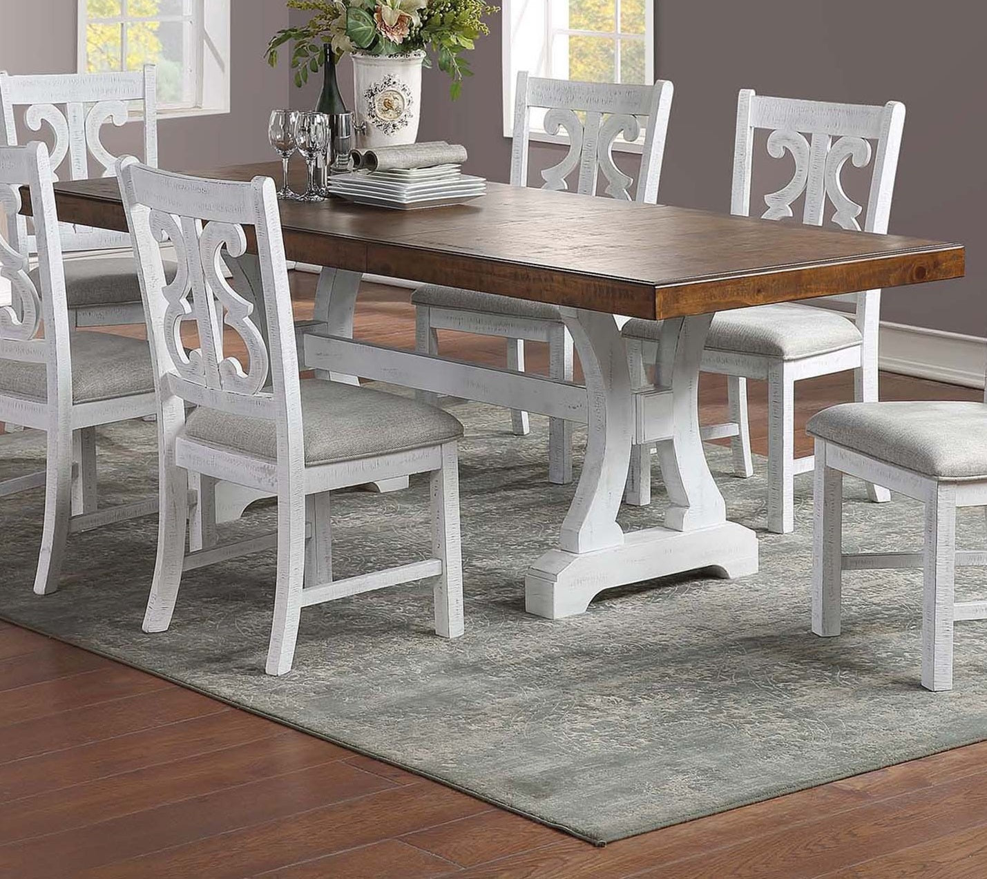 Formal White Dining Room Wooden 1Pc Rectangle Dining Table W Leaf Elegant Design Furniture White Seats 6 White Dining Room Classic,Contemporary,Traditional Rubberwood Rectangular Rubber Wood,Solid