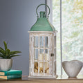 Small Lantern White Green Wood