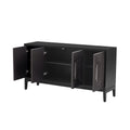 Versatile Four Door Sideboard With Brushed Doors And Fir Veneer,Featuring Elegant Handles,Perfect For Various Spaces. Black American Design Mdf