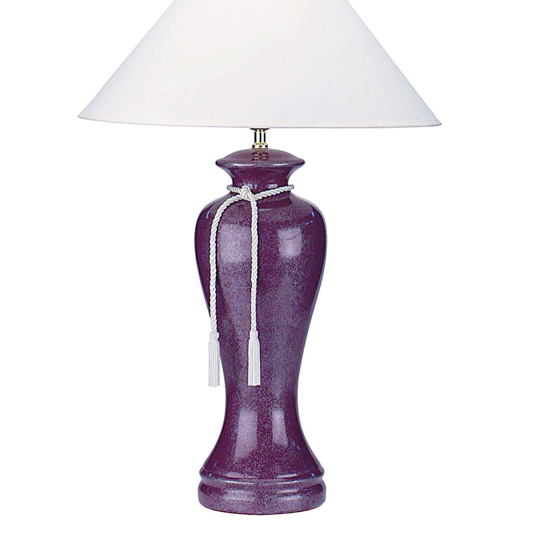 35" Tall Ceramic Table Lamp, Curved Design With Burdy Finish, Linen Shade Multicolor Ceramic