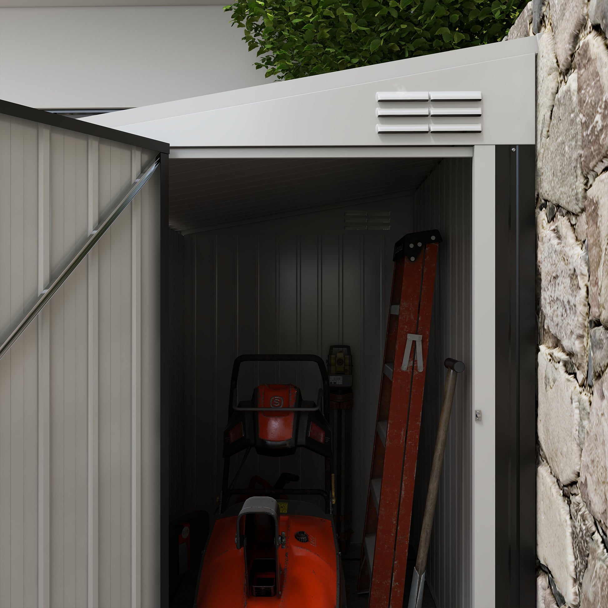 Outsunny 4' X 6' Metal Outdoor Storage Shed, Lean To Storage Shed, Garden Tool Storage House With Lockable Door And 2 Air Vents For Backyard, Patio, Lawn, Dark Gray Gray Steel