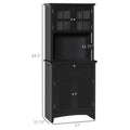 Homcom Elegant Buffet With Hutch, Kitchen Pantry Storage Cabinet With Framed Glass Door Drawer And Microwave Space, Black Black Mdf