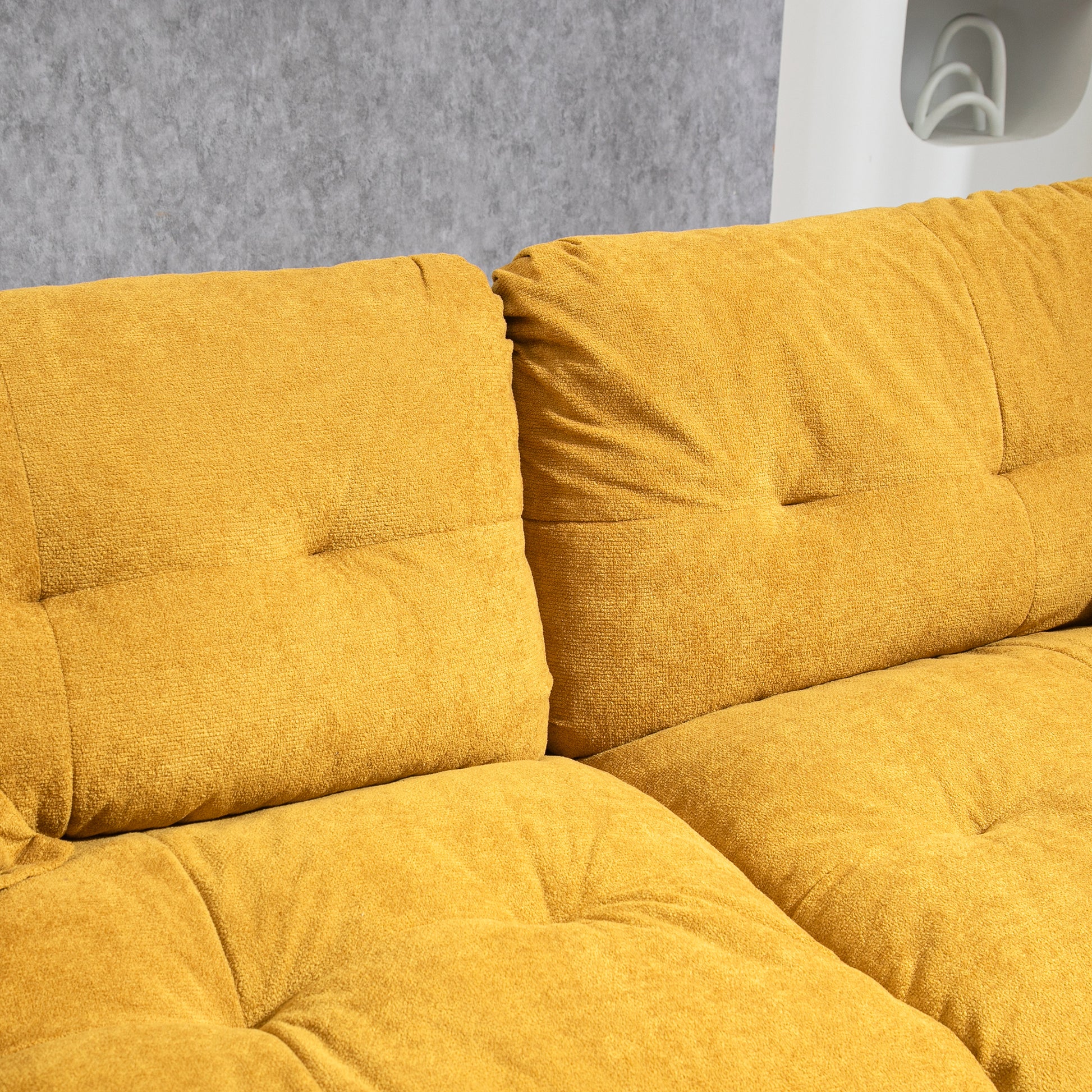 84" Chenille Recliner Sofa Small Sofa Loveseat Deep Seat Sofa Couch With 2 Throw Pillows & Memory Foam For Living Room Apartment Office Lounge Yellow Yellow Memory Foam Chenille,Upholstered 2 Seat