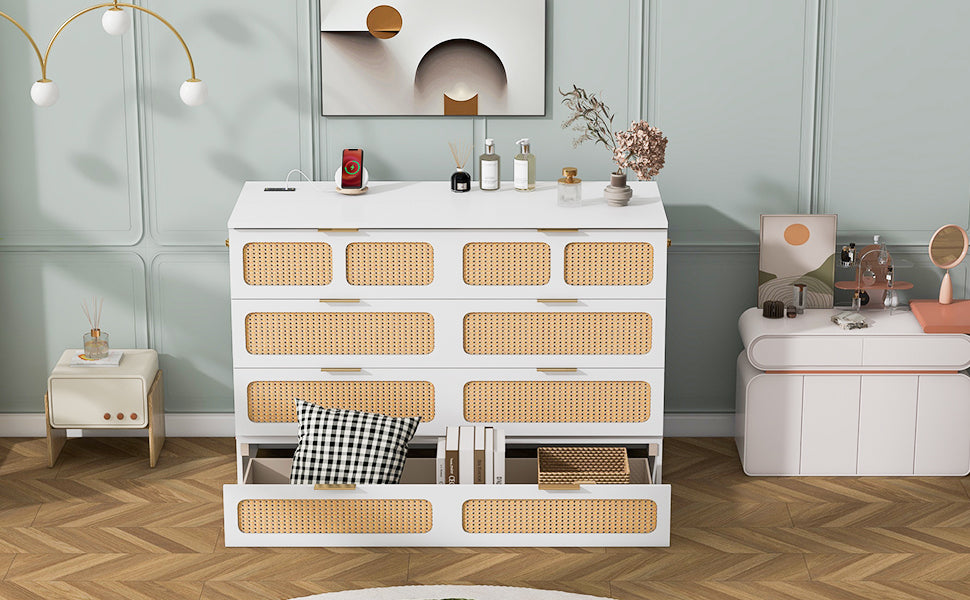 Queen Murphy Bed With Large Drawers,White Queen White Plywood