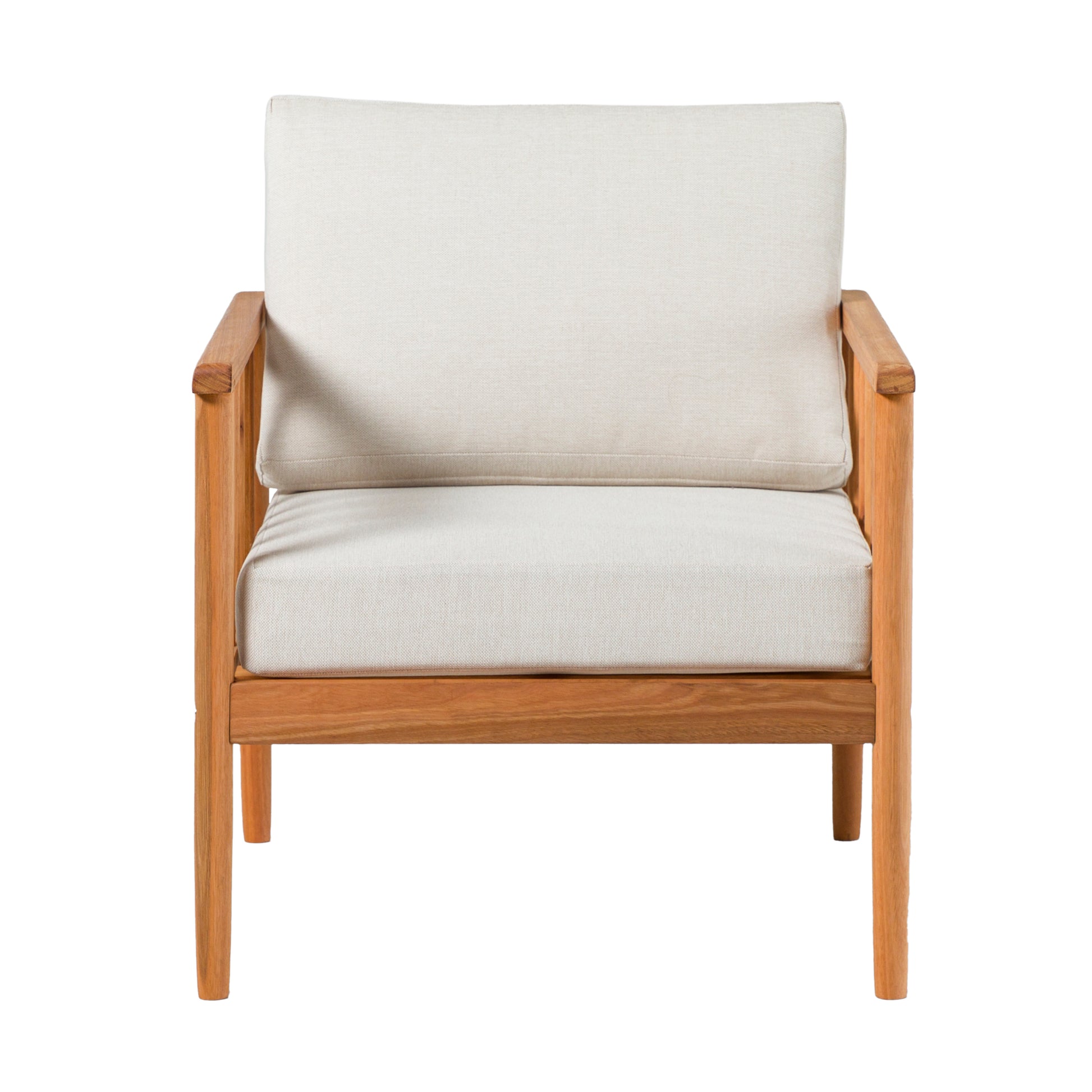 Contemporary Cushioned Eucalyptus Wood Patio Accent Chair Natural Natural Eucalyptus Eucalyptus