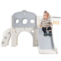 7 In 1 Toddler Slide Set, Freestanding Space Set With Slide, Kids Slide Playset Structure, Arch Tunnel And Basketball Hoop, Toy Storage Organizer For Toddlers, Kids Climbers Playground Grey White 50 99 Lbs Cute 1 To 2 Years Hdpe Indoor & Outdoor Use