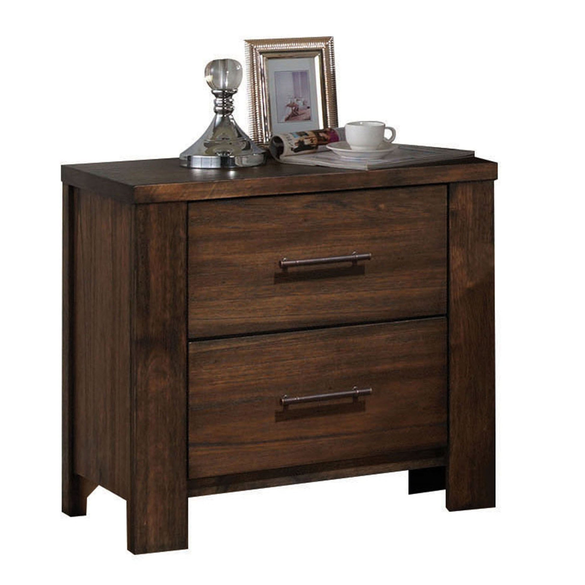 Oak 2 Drawer Nightstand Oak 2 Drawers Bedroom Rectangle Vintage Rubberwood Drawers Oak Wood