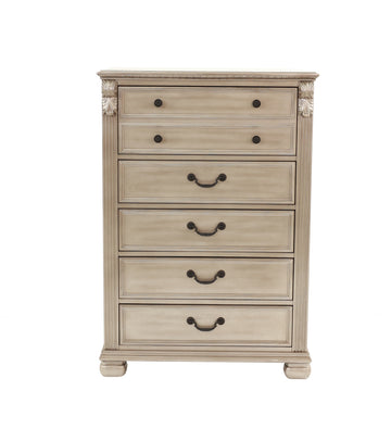 Antique Silver 1Pc Chest Of Drawers Storage Bedroom Furniture Traditional Classic Style Chest Antique Silver Bedroom Contemporary,Modern,Transitional Particle Board Mdf,Plywood