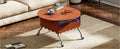Round Lift Top Coffee Table With Wheels, Metal Frame And Multi Color Lighting In 27.6