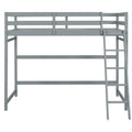 Twin Size High Loft Bed With Inclined Ladder, Guardrails,Grey Twin Grey American Design Pine