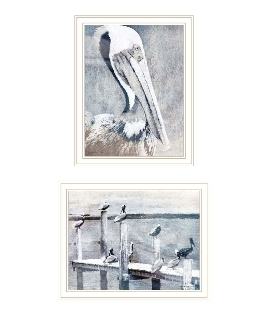 "Pelican'S On Pier" Framed Wall Art For Living Room, Wall Art Print For Home Decor, Bedroom Wall Art By Bluebird Barn Multicolor Wood Paper