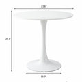 White Round Table, Modern Dining Table, Mdf Top And Steel Base Tulip Round Kitchen Table, Mid Century Coffee Table For Living Room 24 Inch White Mdf Steel