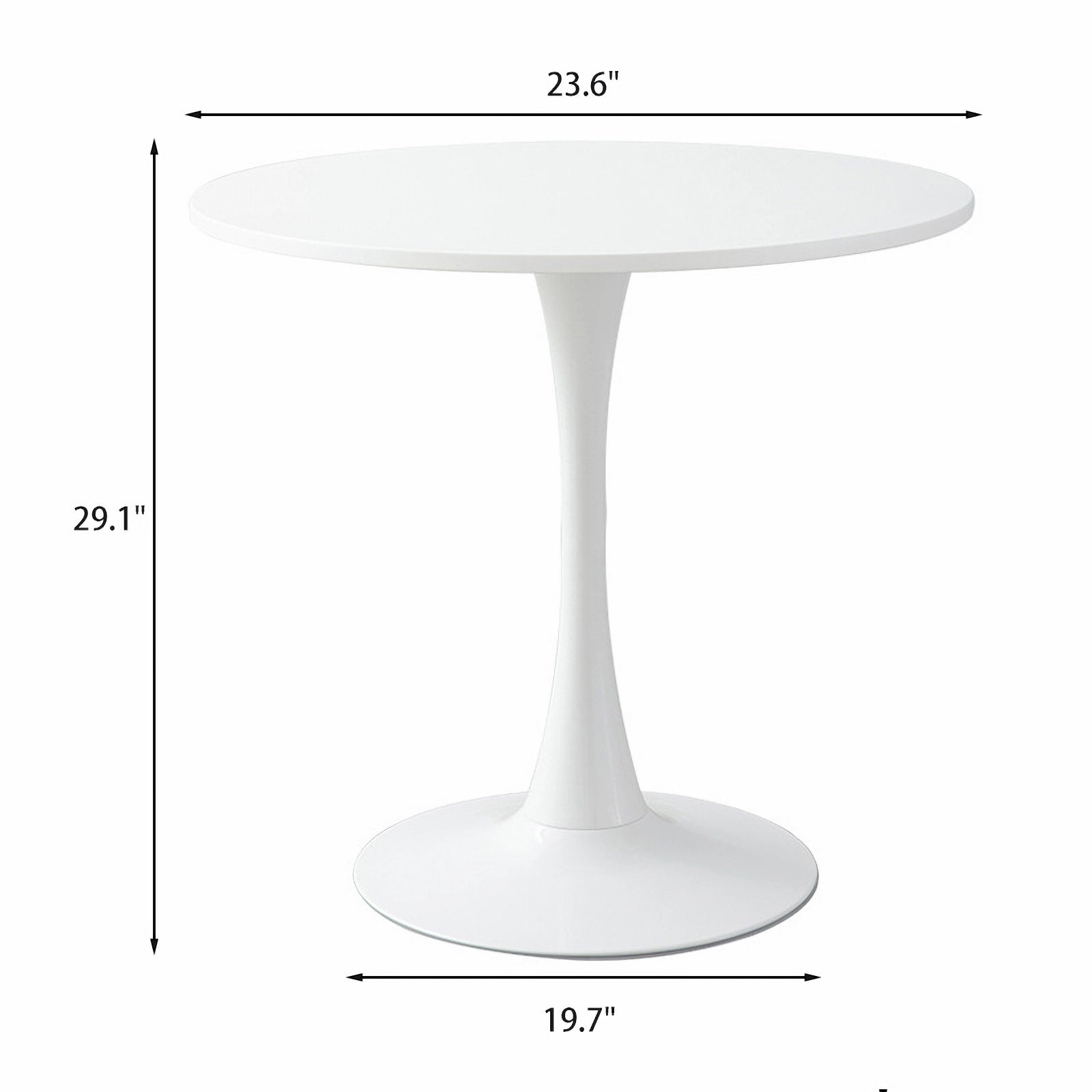 White Round Table, Modern Dining Table, Mdf Top And Steel Base Tulip Round Kitchen Table, Mid Century Coffee Table For Living Room 24 Inch White Mdf Steel