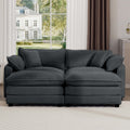 Corduroy Two Seater Sofa With 2 Footrest, 2 Seater Sofa With Ottoman For Small Living Spaces, Grey Corduroy Sofa Grey Corduroy 2 Seat