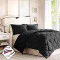 3M Scotchgard Diamond Quilting Reversible Down Alternative Comforter Set Queen Black Polyester