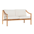 Modern Curved Arm Solid Wood Upholstered Outdoor Loveseat Natural Natural Wood Acacia Wood