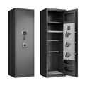 Gun Safes For Home Rifle And Pistols, Fingerprint Electronic Safe With Quick Access, Detachable Partition, No Assembly Required, Black Black Bedroom Classic Metal Metal