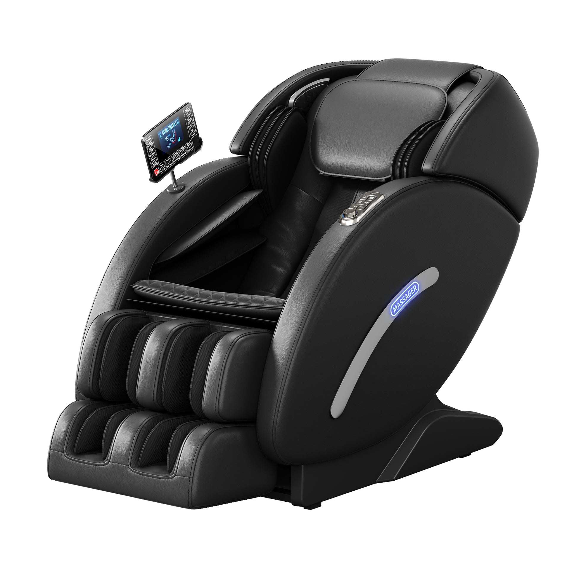 Full Body Massage Chair, Full Body Zero Gravity With 3D Massage Mechanism, 6 Auto Massage Mode, Waist And Calf Heater, Foot Roller, Bluetooth Speaker Black Black Power Remote Metal Primary Living Space Medium Duty Luxury,Modern Push Button Polyurethane