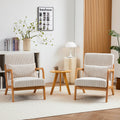 Mid Century Modern Accent Chair, Arm Chair Living Room Chairs With Pillow Upholstered Reading Chair With Solid Wood Frame & Living Room Bedroom Balcony Beige Beige Brown Primary Living Space