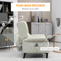Homcom Vibration Massage Recliner Chair For Living Room With Heat, Wingback Single Sofa, Modern Linen Fabric Push Back Reclining Chair With Footrest, Side Pocket, White White Linen