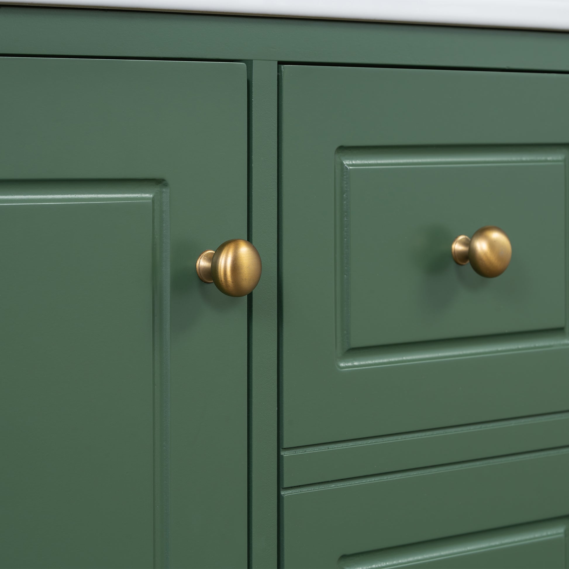 30" Bathroom Vanity With Sink, One Door With Shelf And Three Drawers, Soft Close Door, Green Green Ceramic Mdf,Rubber Wood