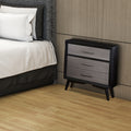 Contemporary Style Wooden Night Stand In Black And Gray Black Grey Wood